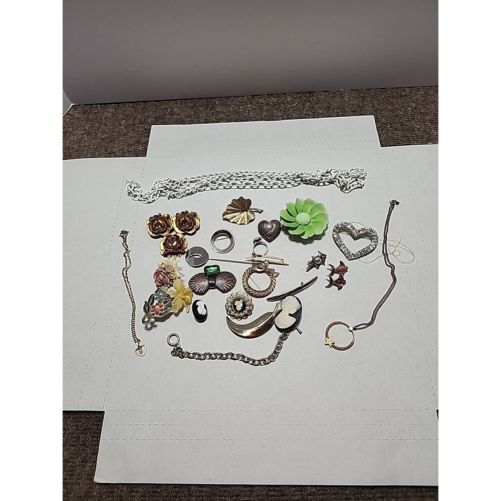 lot of costume jewelry Some Our Missing Stones Necklace & Brochures